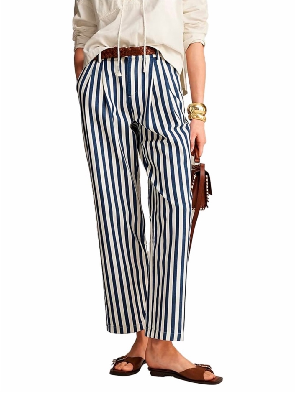 J.CREWWide-Leg Essential Pant Sailor Stripes Size 2